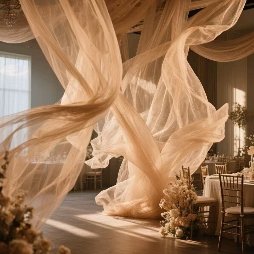 Mesh Curtains, American Mesh Lawn Wedding Arch Decorations, Sheer Fabric for Birthday Party Backdrop Arrangement, Chiffon Fabric