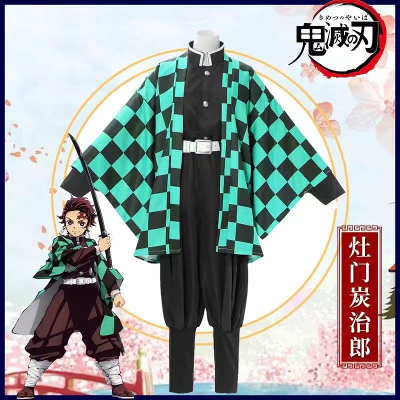 Demon Slayer: Kimetsu no Yaiba cos Tanjiro Kamado cos suit complete set of Demon Slayer team uniform jacket Haori cosplay male
