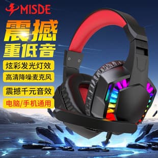 Senlangni Illuminated Gaming Headset with Microphone Wired Over-Ear for Laptops, PUBG, Delta Force, Esports
