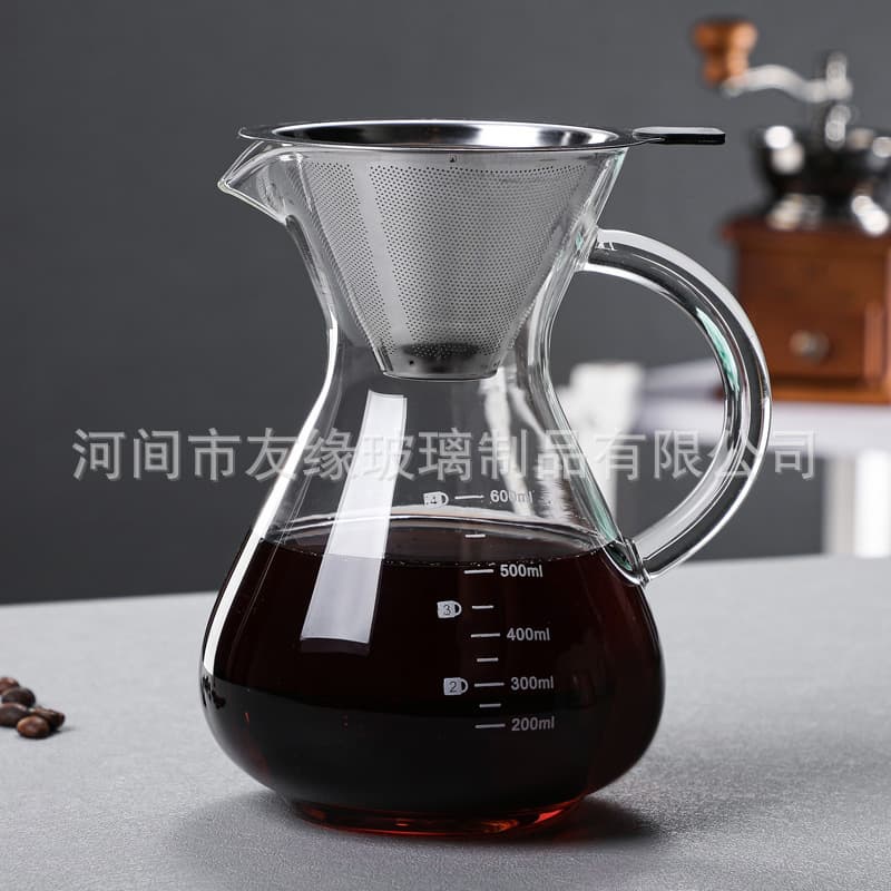 High Borosilicate Glass Hand-Poured Coffee Pot Simple Style Coffee Sharing Jug Premium Quality Customizable for Coffee Lovers