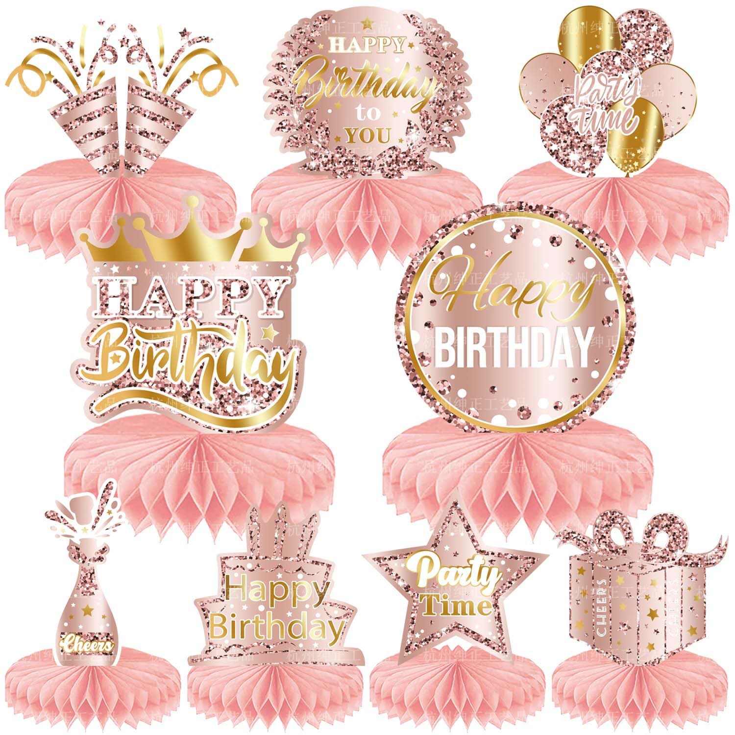Pink Birthday Theme Party Decoration Supplies Pink Gold Honeycomb Tabletop Ornament Honeycomb Centerpiece Honeycomb Ball