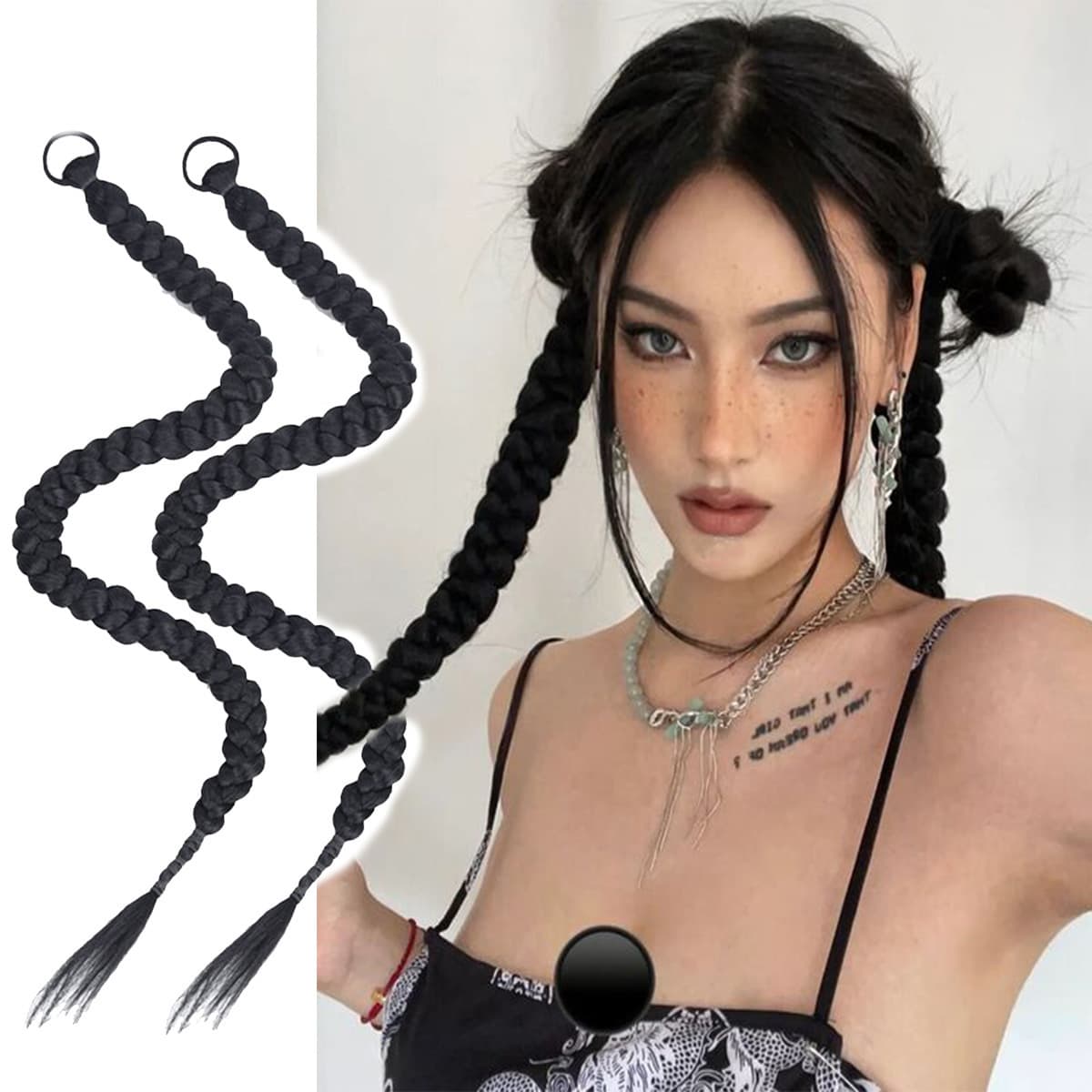 Twisted Braided Ponytail Wig, European and American Style Hot Girl Dreadlocks, Handmade Hip-Hop Boxing Braids, Fake Ponytail