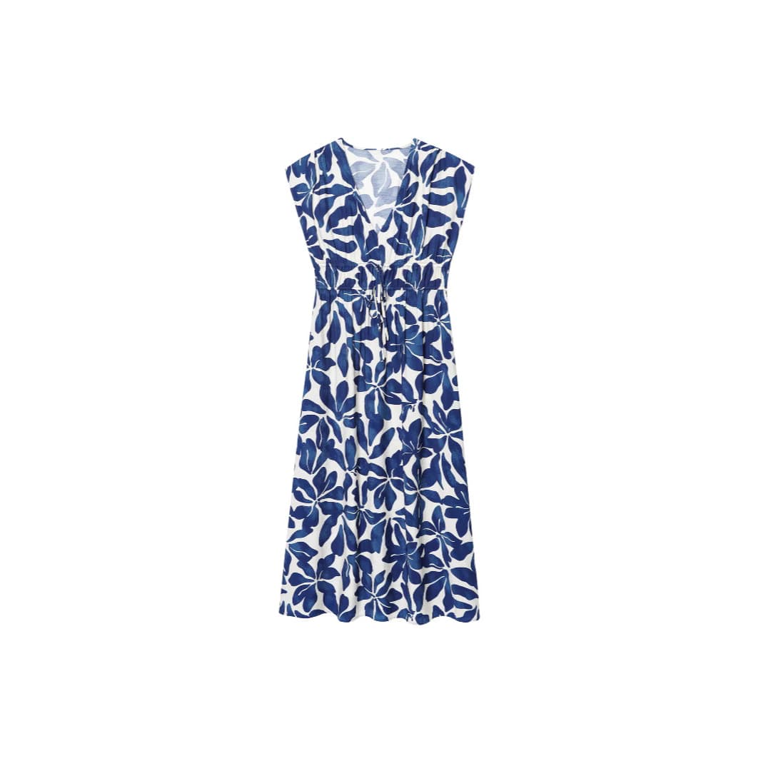 Cross-border Amazon Independent Site Summer Retro Sexy V-Neck Ruffle Waist Floral Print Dress