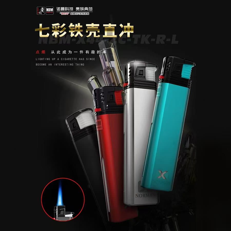 Norman Noble New X44T Metal Iron Shell Direct Jet Blue Flame Windproof Lighter Refillable Trendy Wholesale Light Luxury