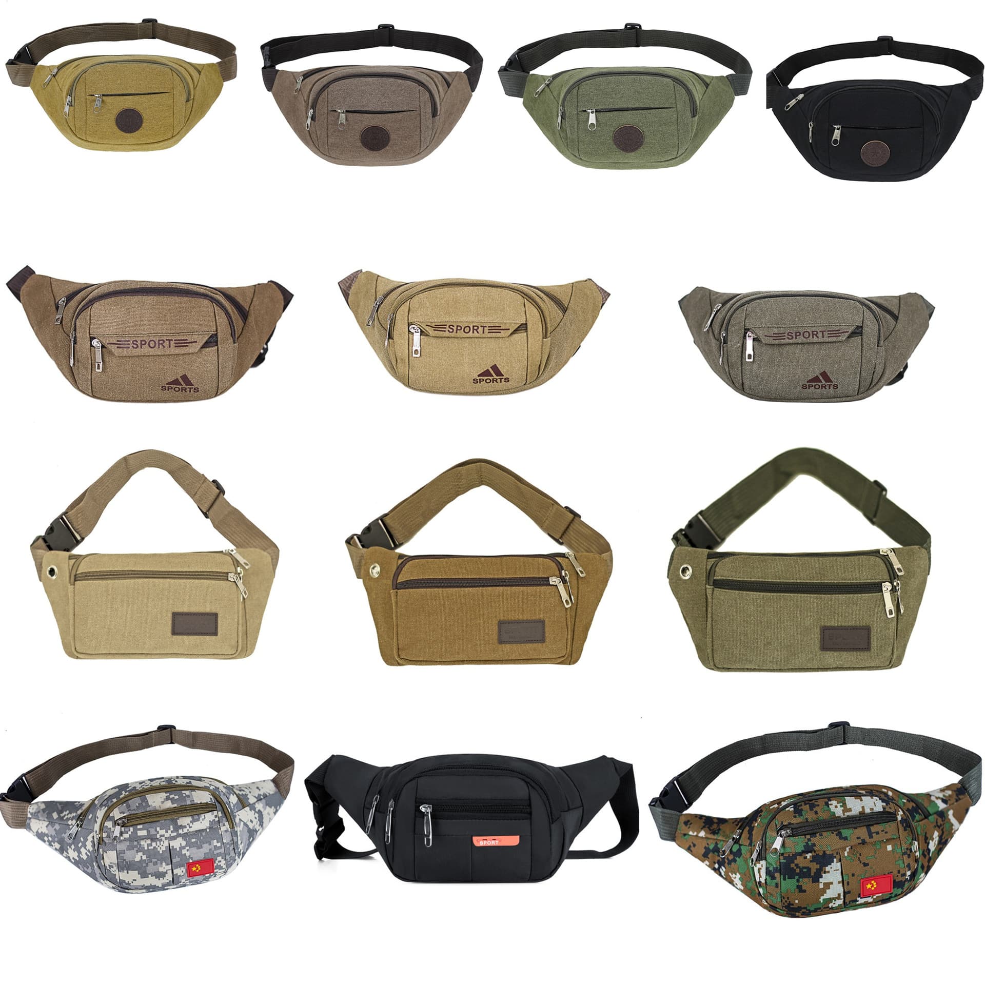 Factory Direct New Men's Canvas Sports Waist Bag, Women's Leisure Fashion Large Capacity Storage Cash Register Waist Bag
