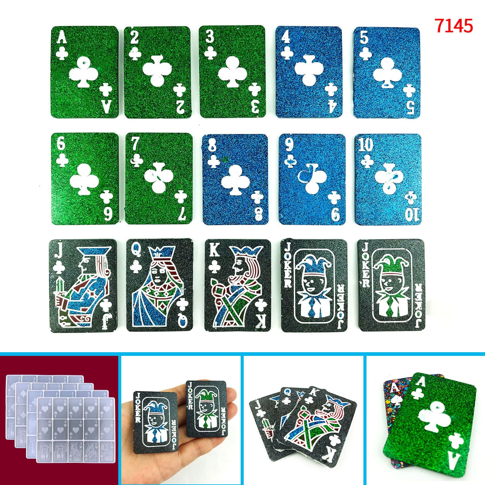 Playing Card Resin Mold DIY Card Game Poker Keychain Mold Full Set Playing Card Silicone Mold
