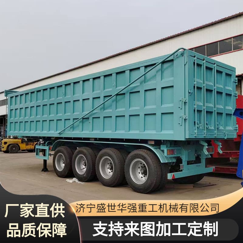 Factory Price Export 4-Axle 60-Ton 9-Meter Bulk Cargo Sand Gravel Transport Cylinder Rear-Tipping Dump Semi-Trailer
