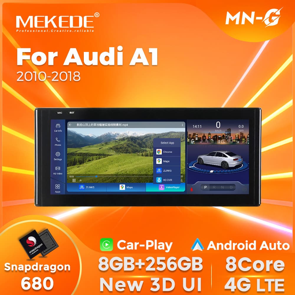 MNG for Audi A1 2010-18 Android Large Screen Bluetooth Carplay Navigation Rear View Screen