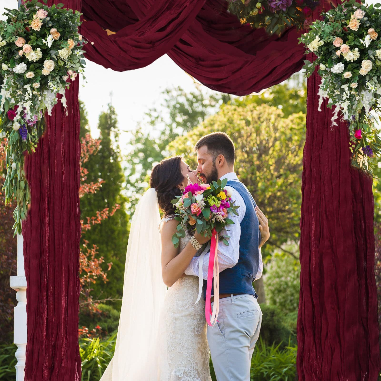 Pleated Wedding Draping Decoration for Dessert Table, Conference Table, Kindergarten Event Decoration Cloth, Cheesecloth Table Runner