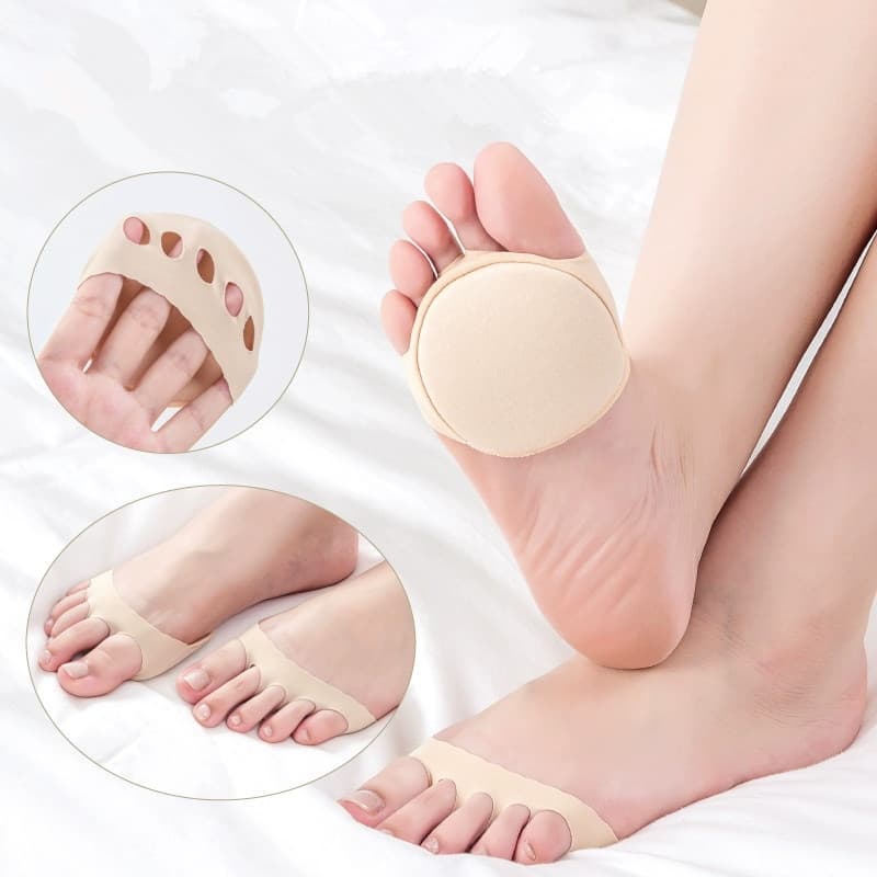 Women's Boat Socks, Half-Sole Forefoot Socks, Summer Non-Slip Five-Toe Socks, Sponge Pad Solid Color Cotton Bottom Invisible Socks