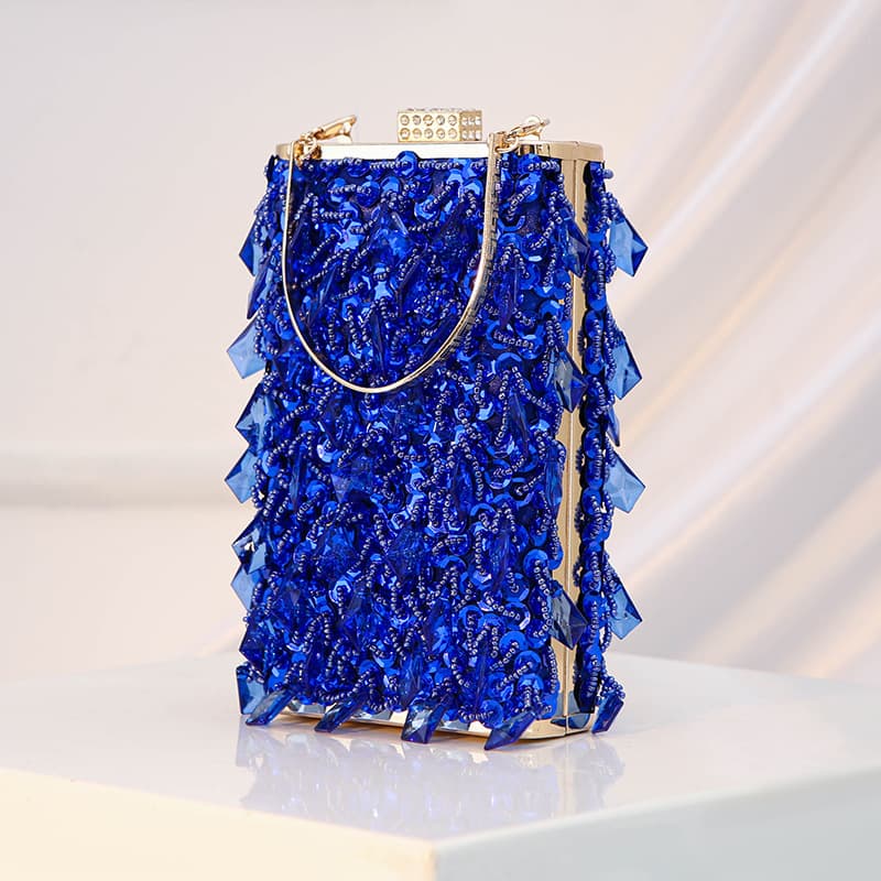 New Cross-Border Vintage Handmade Beaded Evening Bag, Vertical Small Square Bag for Banquets and Formal Dresses