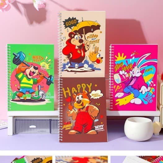 New High Quality High Appearance Cartoon Coil Notebook A5 Notebook Hot Stamping Notebook Diary Wholesale