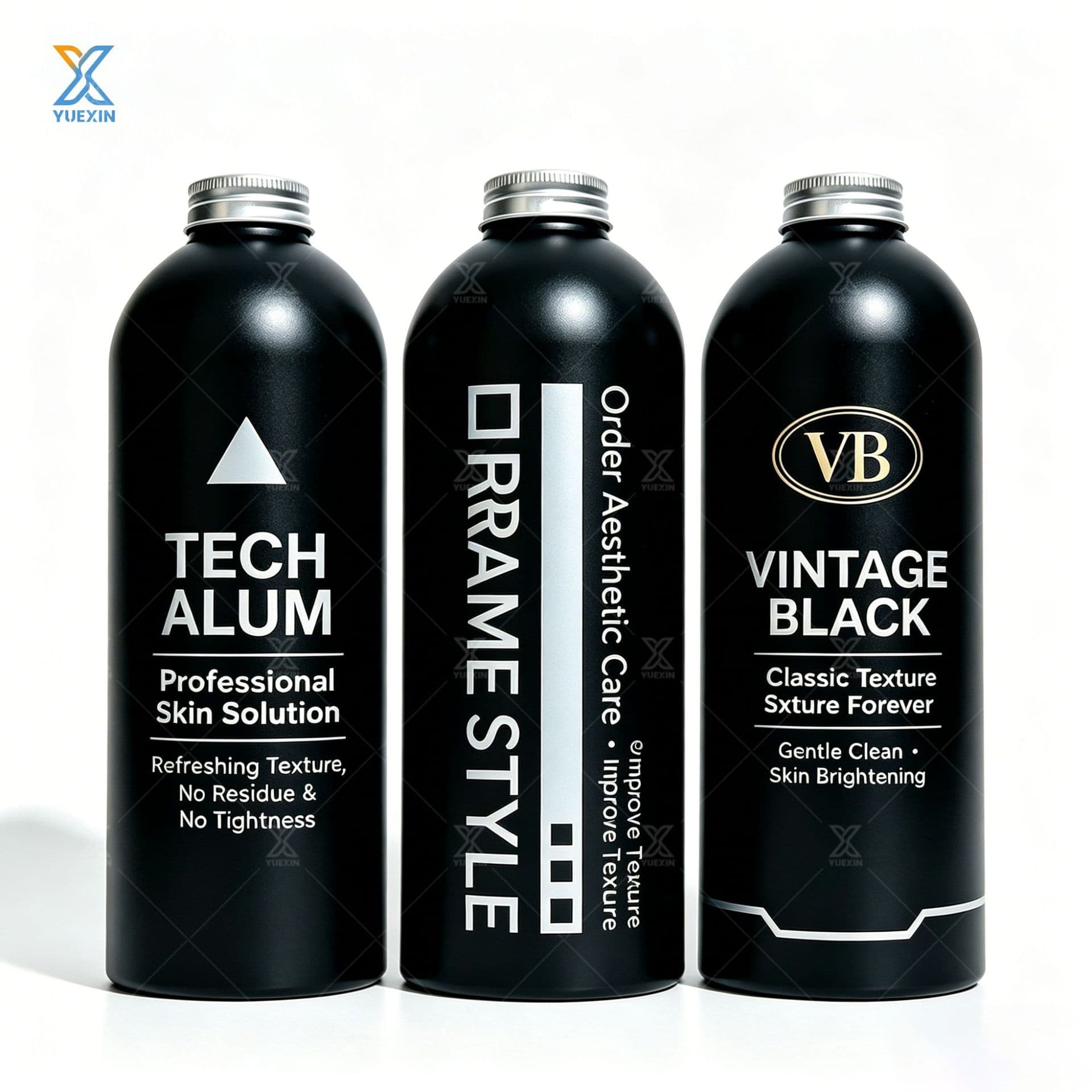 Custom 500ml 600ml 750ml 1000ml Matte Black Aluminum Bottle Essential Oil Laundry Detergent Daily Chemical Dispensing Metal Aluminum Can