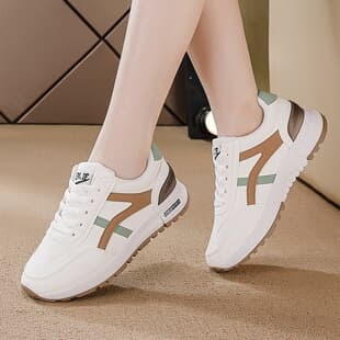 Cross-border White Sneakers Women Flat Shoes New Spring Breathable Leather Casual Shoes for Dresses Couple Athletic Shoes Women
