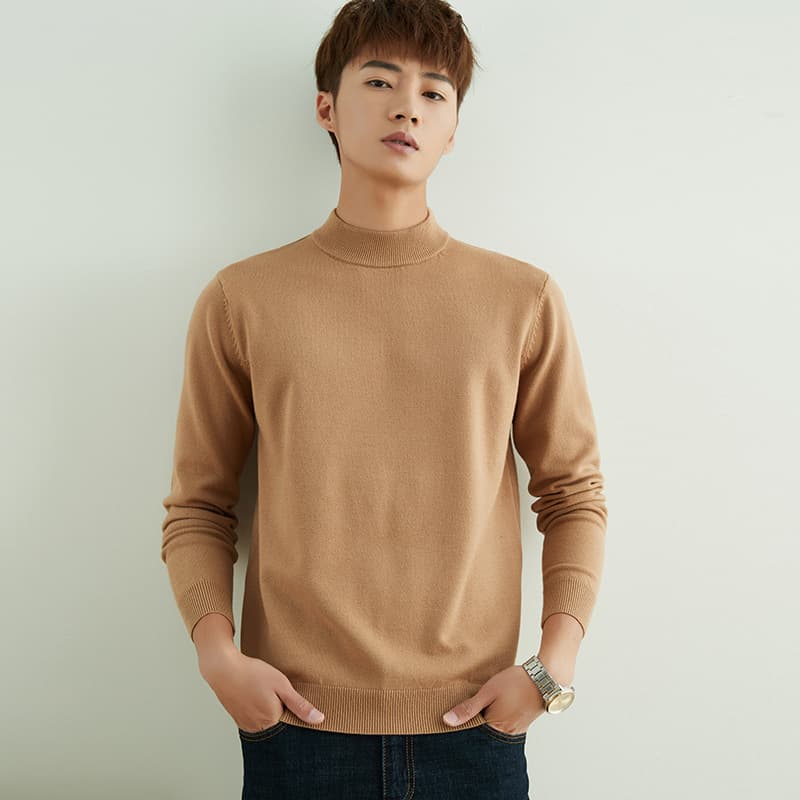 Autumn Winter Sweater Men Business Youth Half Turtleneck Pullover Base Layer Thick Warm Knit Sweater Men