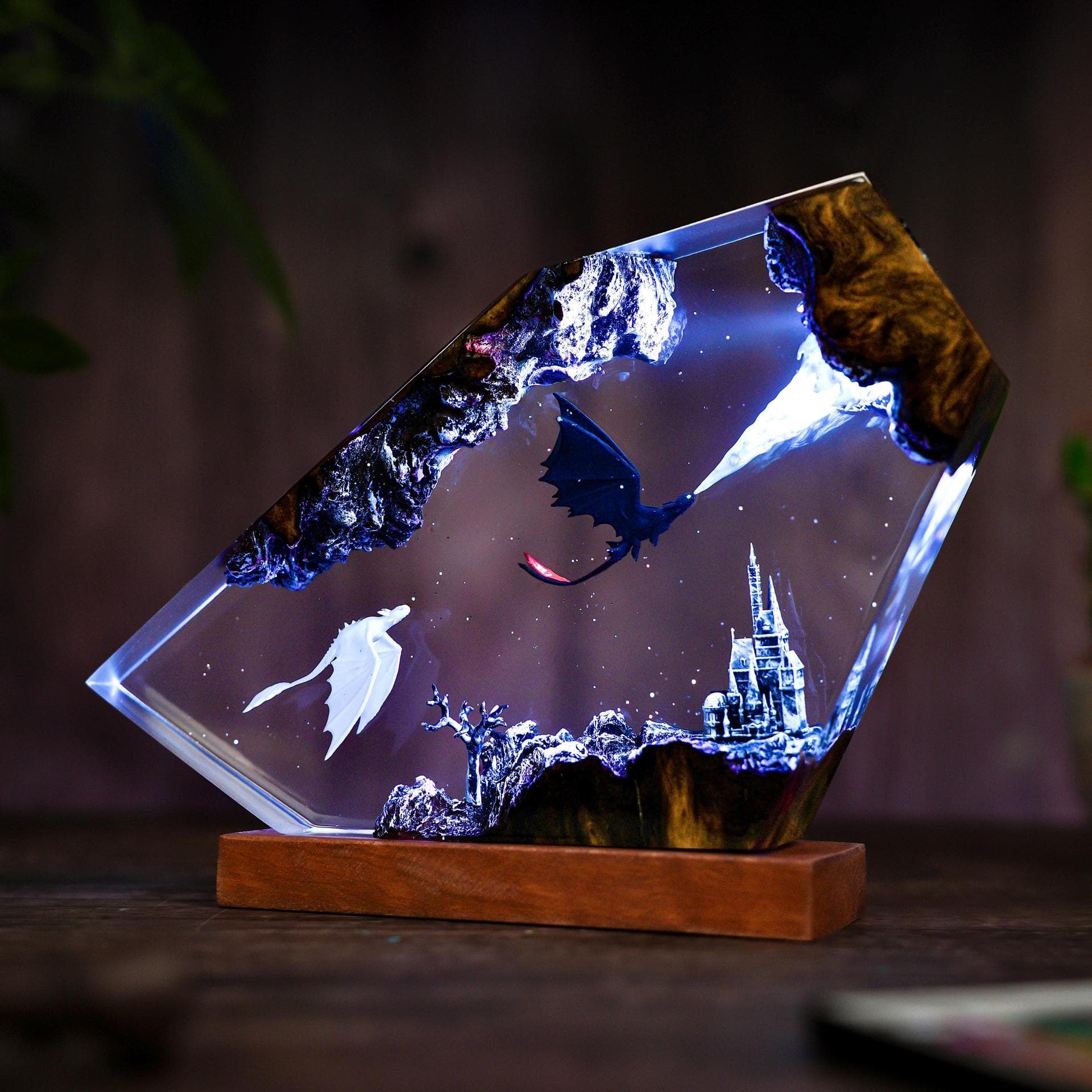 Cross-border Resin Lamp Anime Night Fury Light Fury Toothless Epoxy Resin Lamp