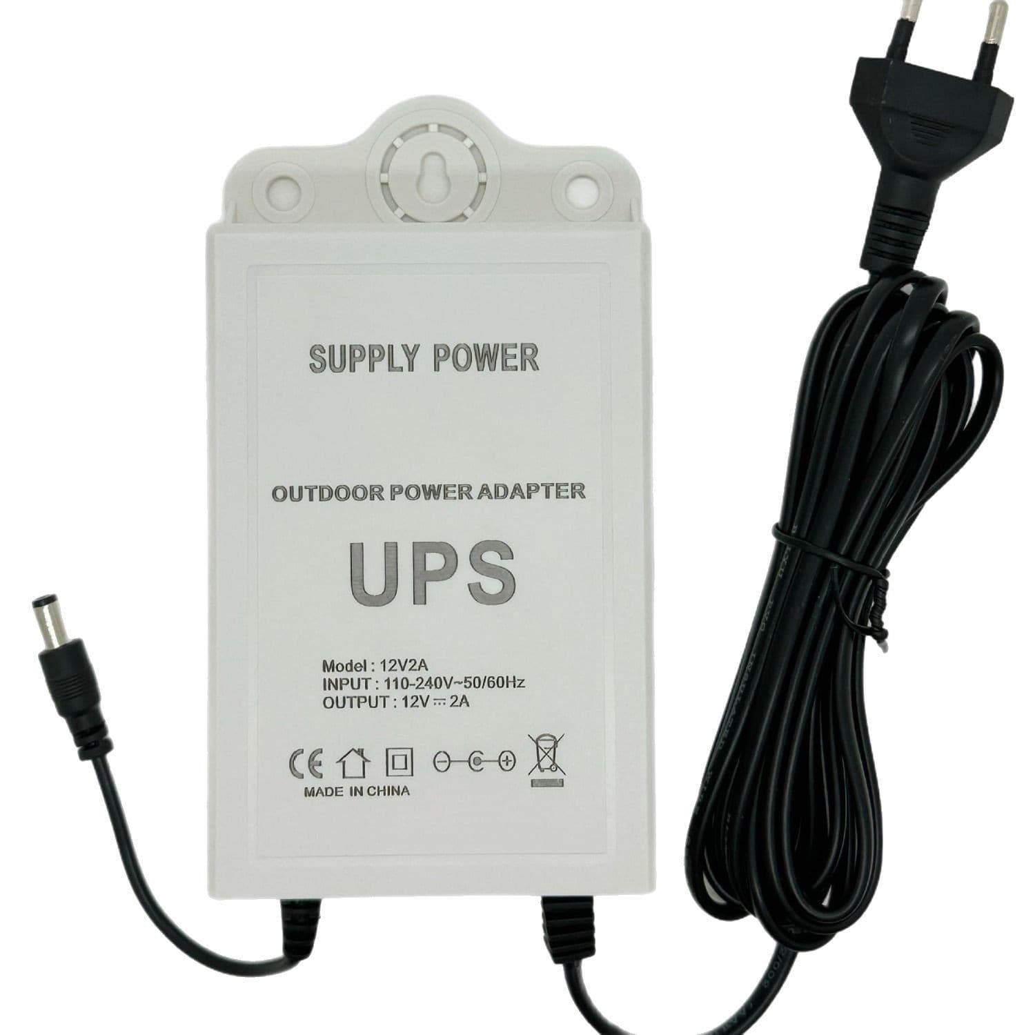 12V 2A Uninterruptible Power Supply for Security Cameras, Outdoor Rainproof UPS for Optical Modem Router Power Adapter