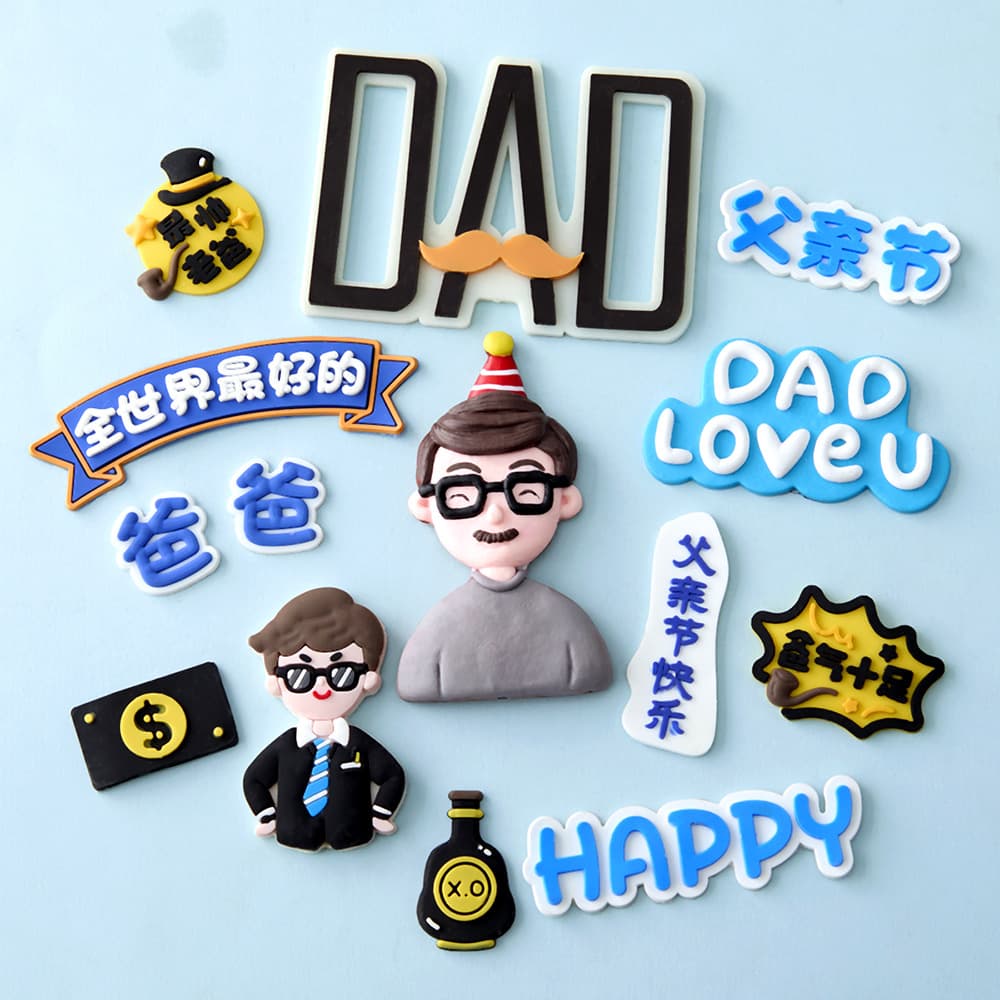 Father's Day Men's Superman Dad Family of Three Dad Mold Baking Tools Chocolate Fondant Silicone Mold