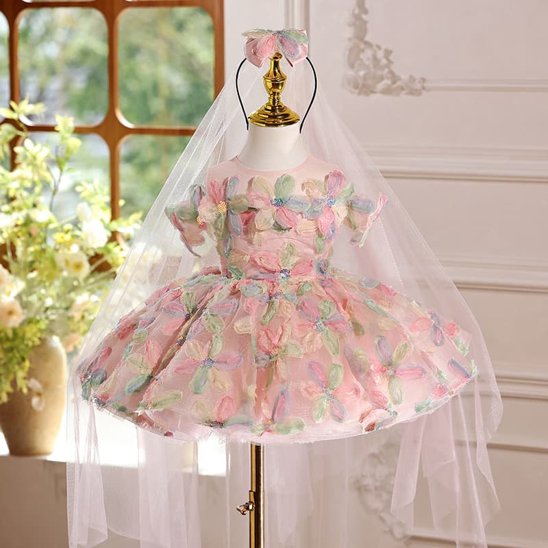 Girls' Formal Dress Birthday Host Princess Gown High-End Piano Performance Flower Girl Wedding Toddler Tutu Dress