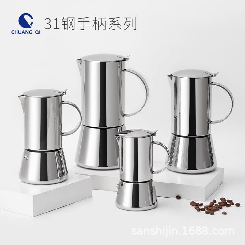 Stainless steel Italian Moka pot, induction cooker, European espresso/French coffee pot