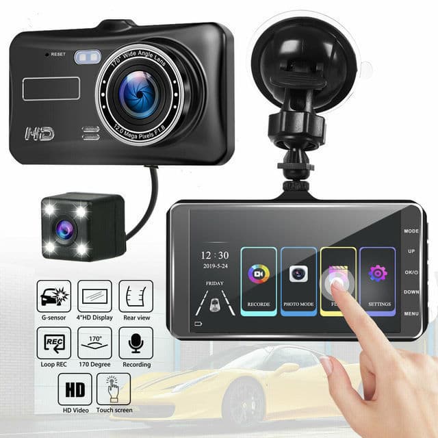 H301 HD 4-inch 2.5D Touch Dual Recording Car Black Box DVR with WiFi APP