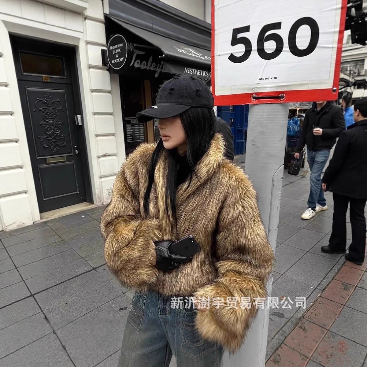 2025 New Hooded Streetwear American Eco-Friendly Fur Reversible Jacket Imitation Mink Fleece Coat