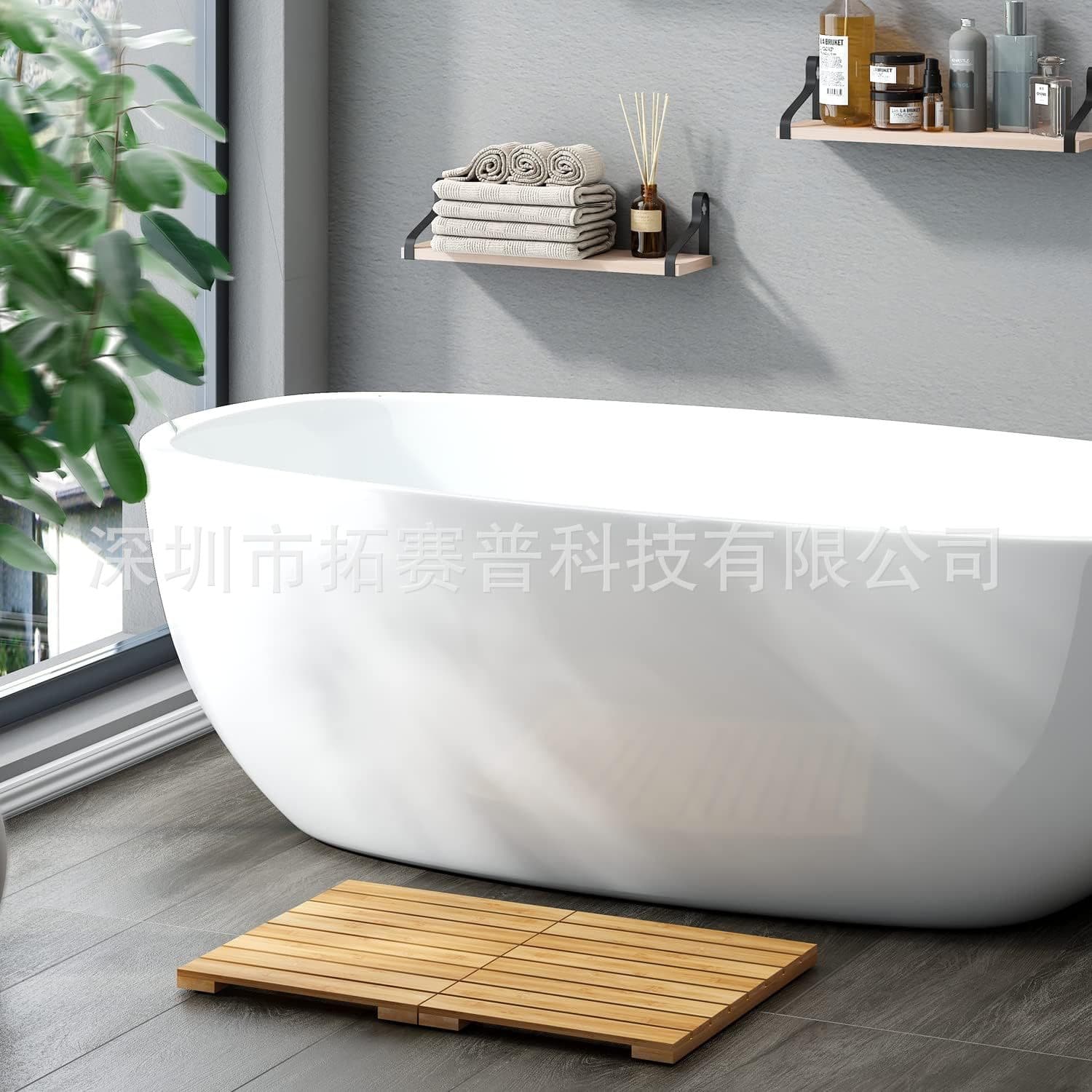 Factory Direct Sales Foldable Bamboo Non-Slip Footboard Bathroom Bathtub Shower Room Waterproof Non-Slip Mat Floor