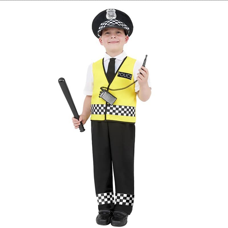 Kids Traffic Police Vest and Pants 5-Piece Set Police Costume Halloween Costume Police Toy