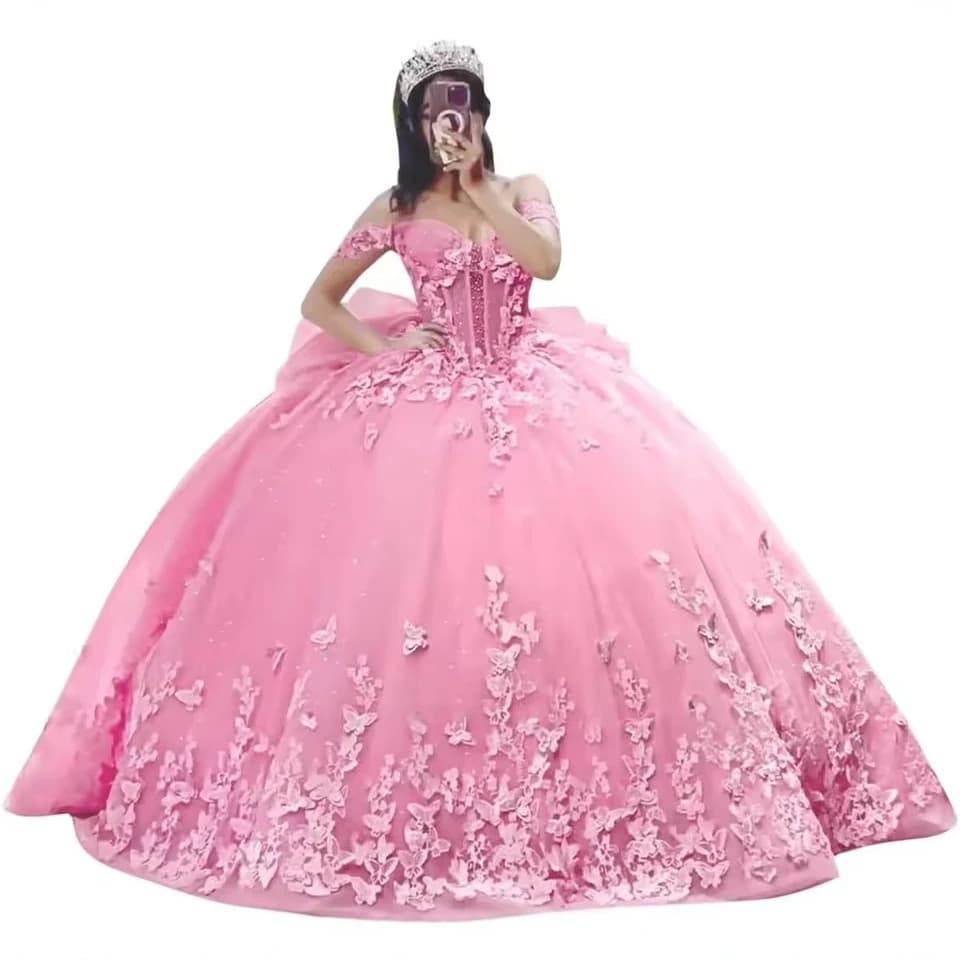 Heavy-Duty Three-Dimensional Embroidered Evening Gown with Corset Waist, 2026 Off-Shoulder Puff Sleeve Overseas Photo Shoot Party Princess Dress