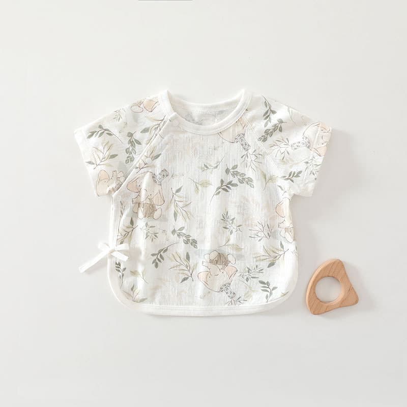 Newborn half-back clothes, type A bamboo pulp fiber baby monk clothes, baby strappy clothes, summer short-sleeved single tops