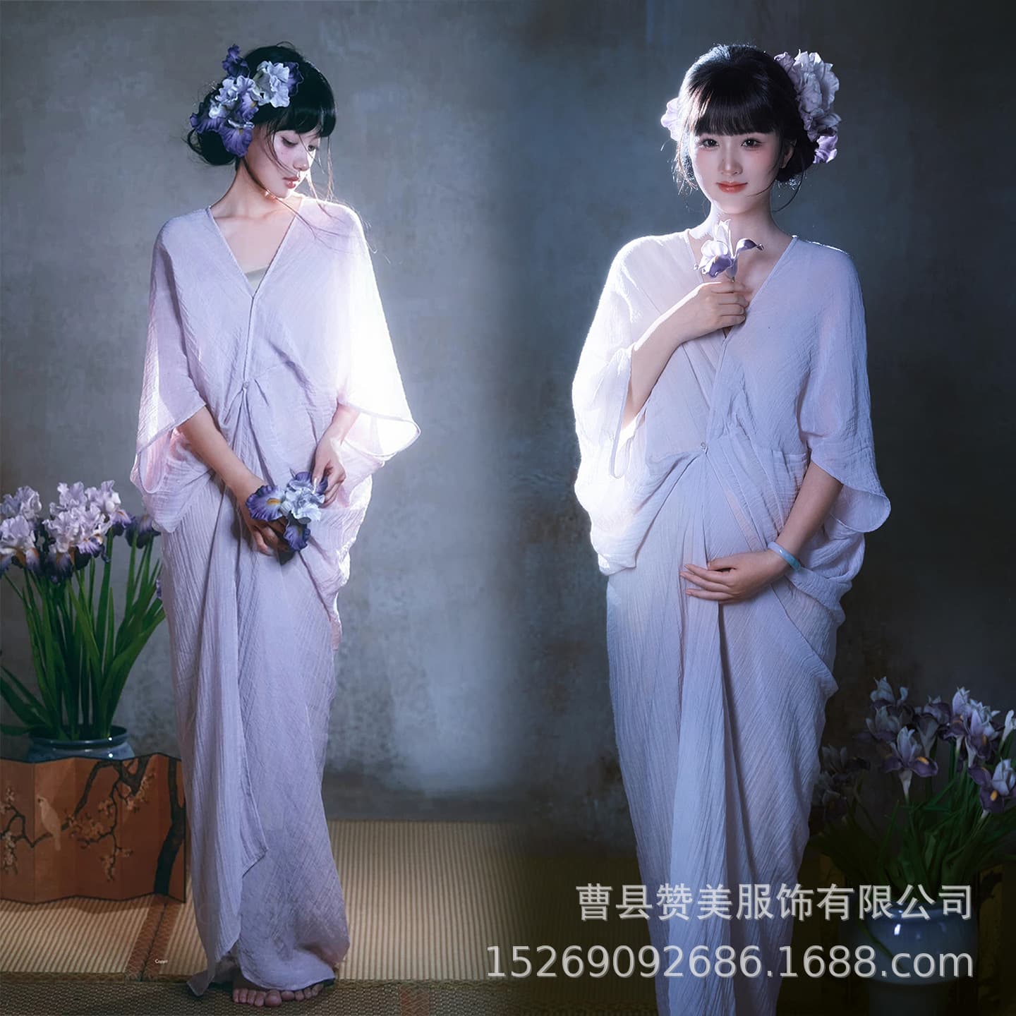 Photo studio pregnant women's clothing, French retro atmosphere, indoor photos of pregnant mothers with big belly, clothes for taking photos at home