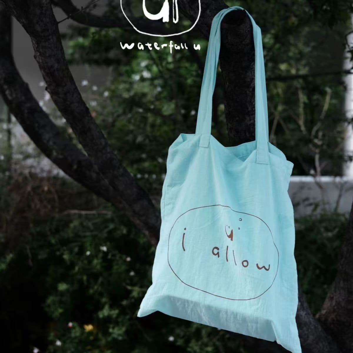 i allow Original Waterfall U Summer Lightweight Large Capacity Mint Green Cotton Bag Shopping Bag 1