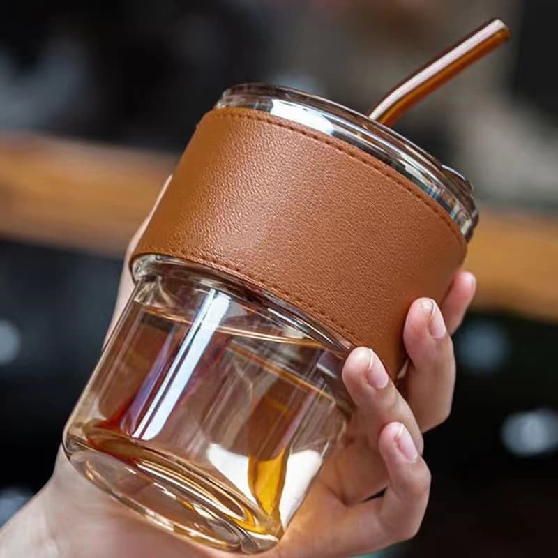 Instagram-Famous Coffee Cup Straw Water Cup Practical Advertising Gift High Aesthetic Value Glass For Opening Ceremony Events
