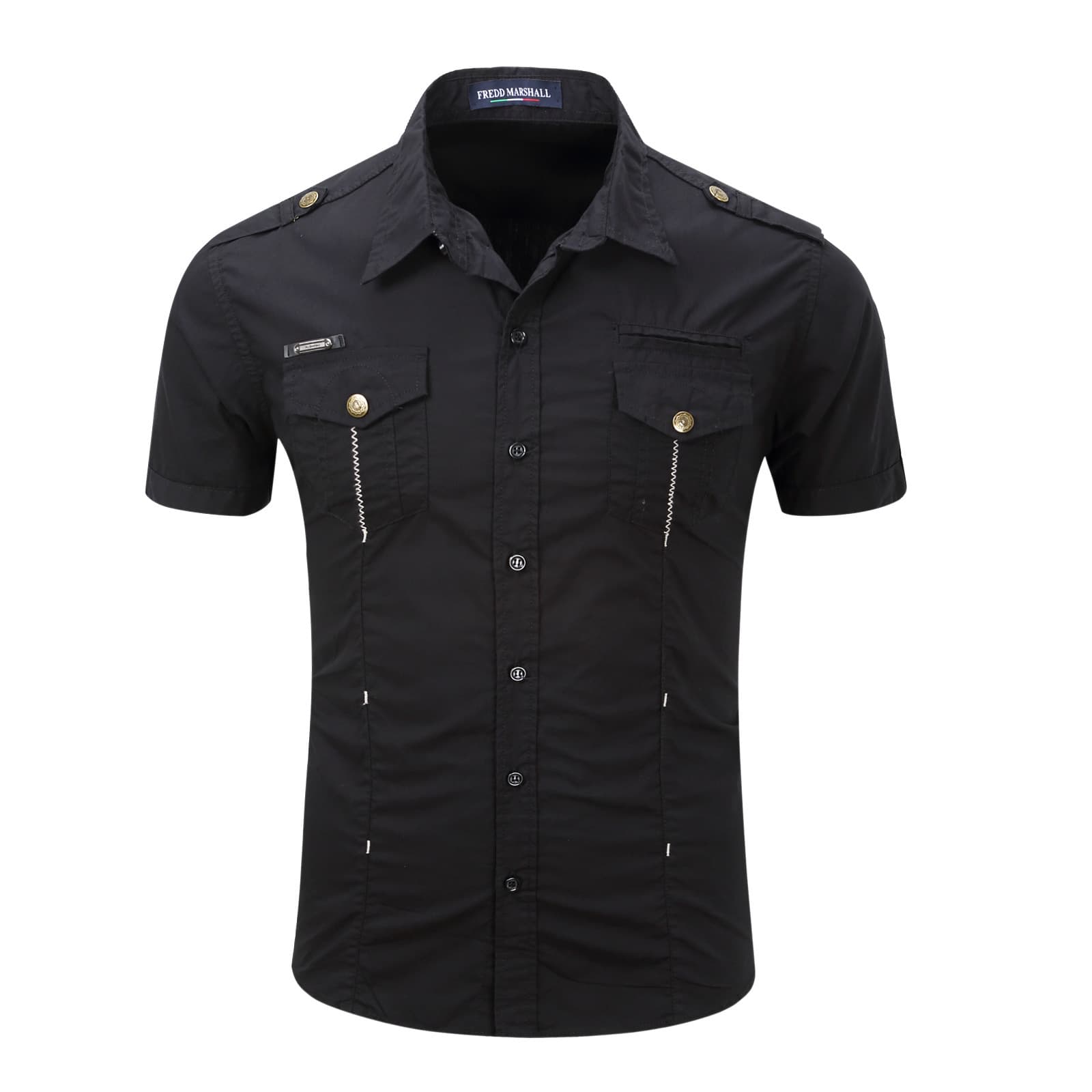 Men's Casual Cotton Short Sleeve Shirt Outdoor Military Workwear Large Size Pure Cotton Work Uniform Shirt