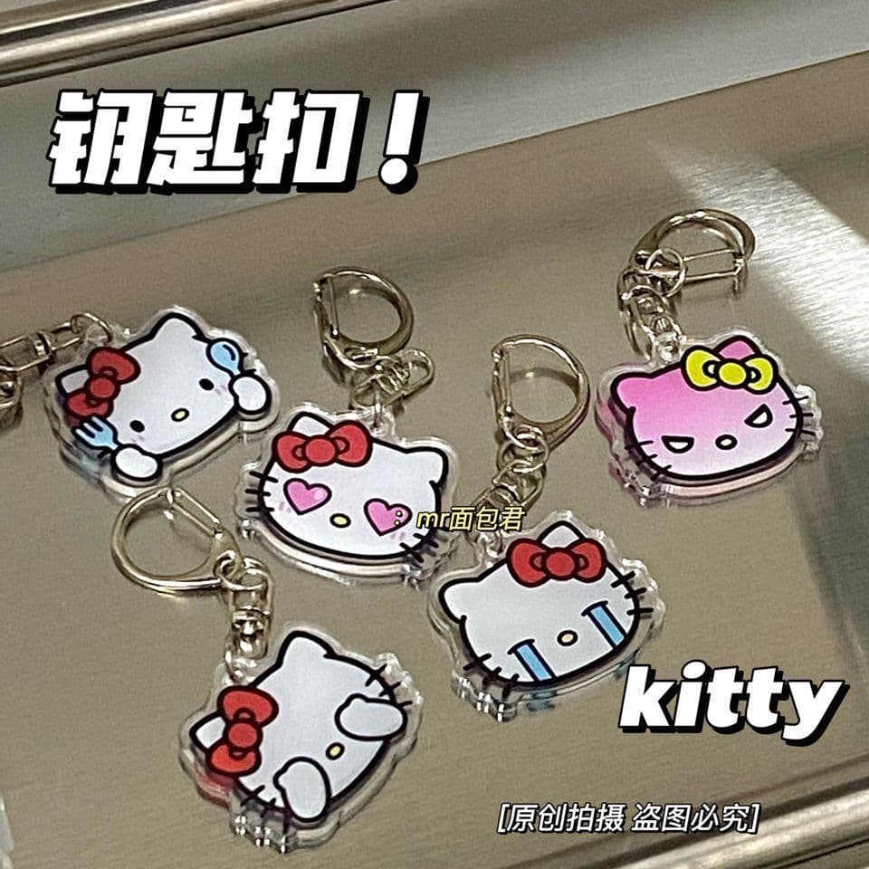 Kitty Cute Backpack Decoration 2D Acrylic Keychain Pendant Accessory Car Key Accessory Small Gift