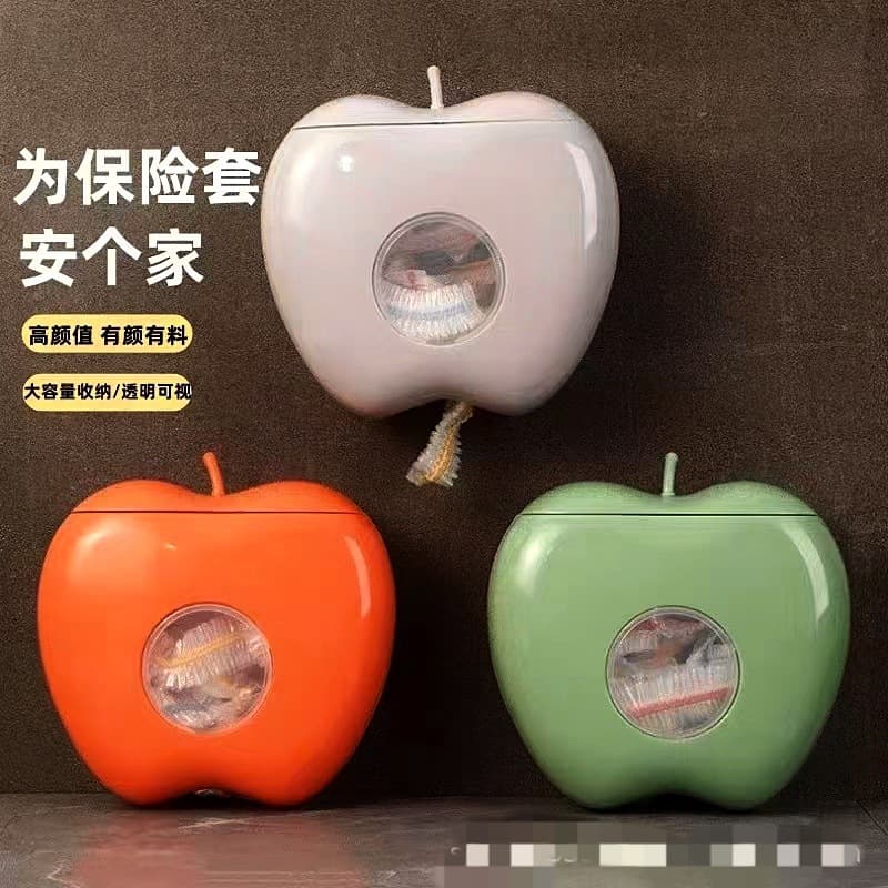 Disposable Plastic Bag Storage Box, Household Pull-Out Food-Grade Wall-Mounted No-Drill Apple Organizer Storage Tool