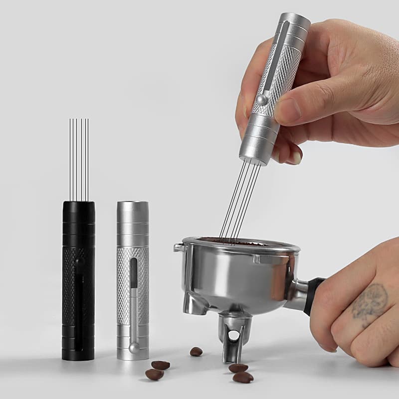 Retractable Coffee Distributor Needle, Stainless Steel Needle, Coffee Powder Distributor Tool, Magnetic Suction Storage, Concentrated Coffee Powder Stirring and Loosening Needle
