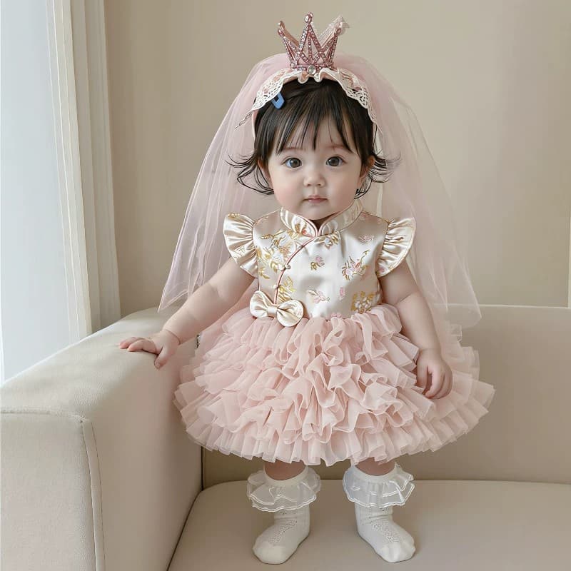 Baby Girl 1st Birthday Dress Summer Girls Dress One Year Old Children Princess Dress Small Age Birthday Mesh Skirt