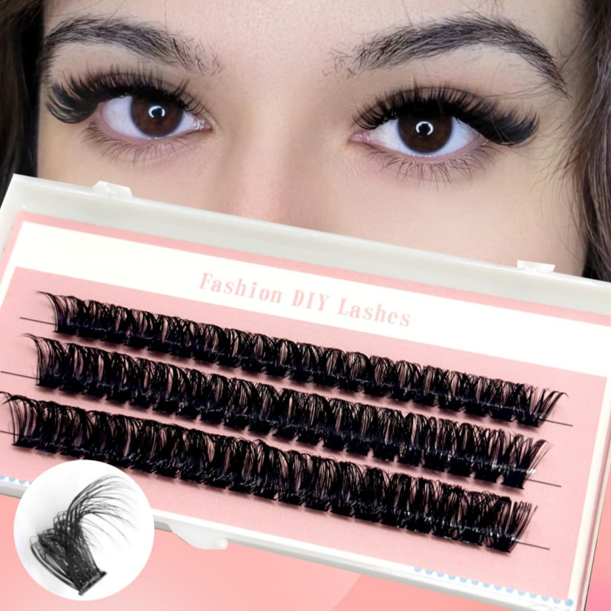 Cross-border DIY segmented false eyelashes single cluster hair 80D-3 row boxed self-married thick eyelashes
