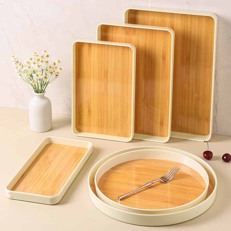 Melamine Tray Kitchen Home Light Luxury Tea Cup Water Cup Tray Ins Japanese Style Living Room Fruit Plate Dinner Plate