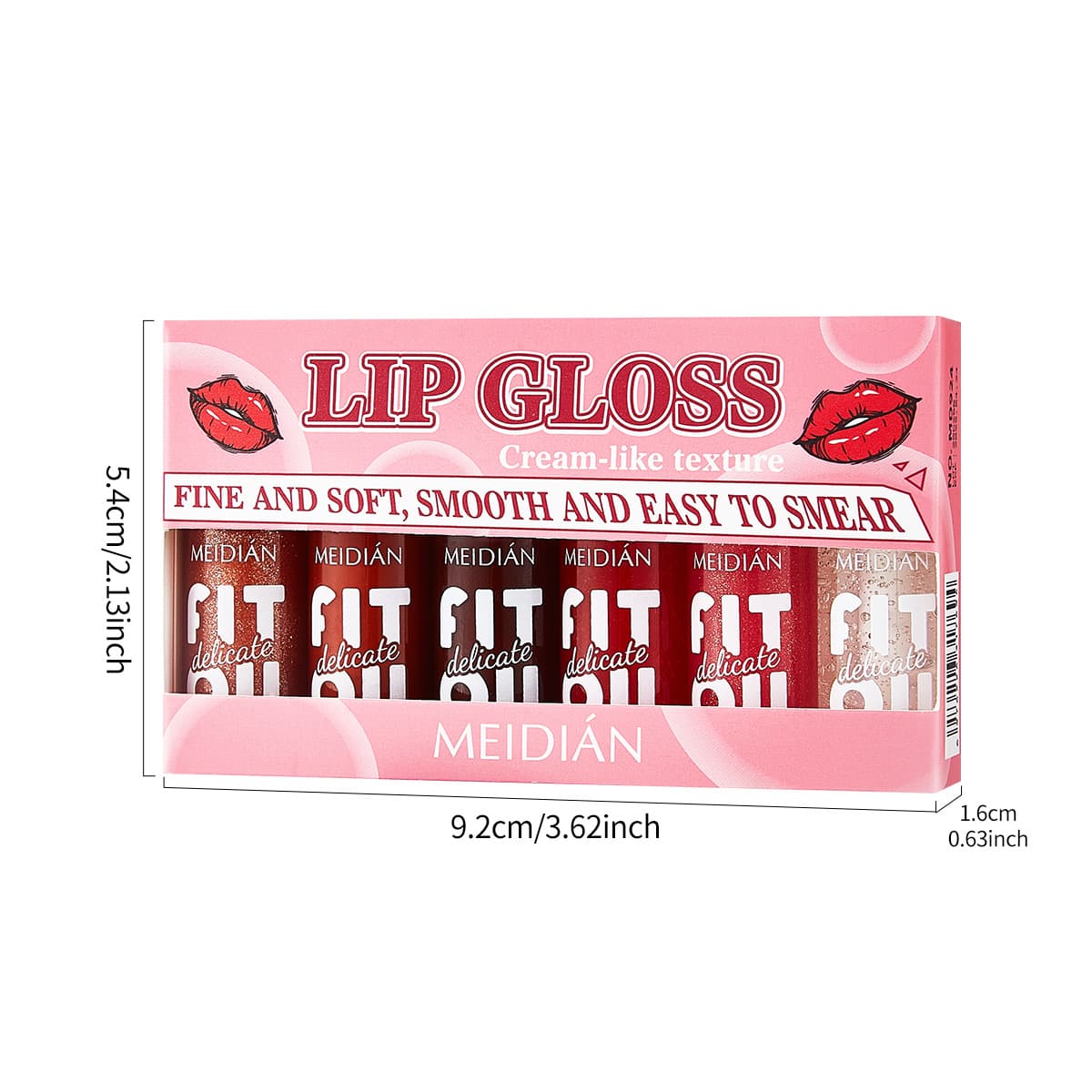 Cross-border Trade English Version Charm Point Non-stick Lip Gloss Lipstick 6-Piece Set Moisturizing Easy to Color Silky Watery Lightweight