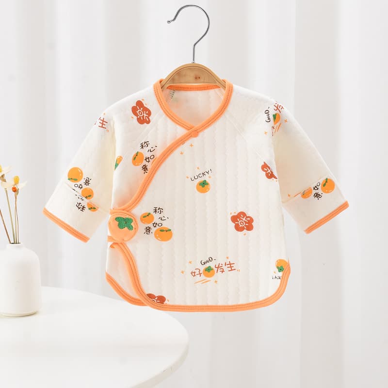 Newborn baby half-back autumn and winter baby three-layer warm boneless single top newborn air cotton confinement clothing
