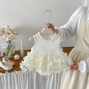 Summer New Style Infant Simple Sweet Knit Vest Dress, Baby Girl Breathable Mesh Skirt, Zhili Children's Clothing