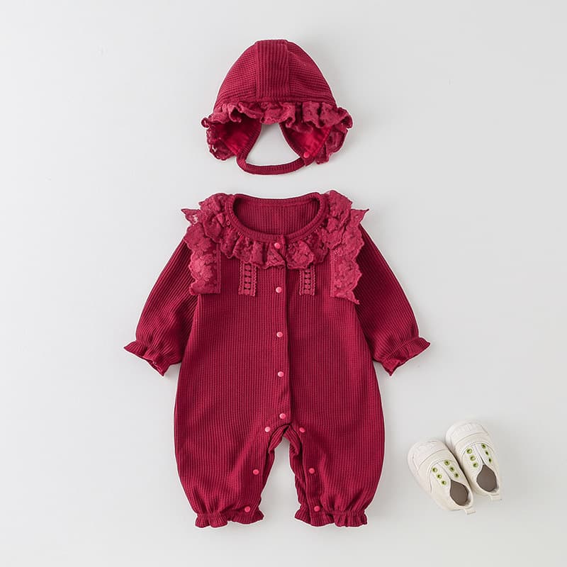 Baby Romper Autumn New Long Sleeve Lace Crawling Suit for Girls Toddler Bodysuit Outwear Crawl Suit