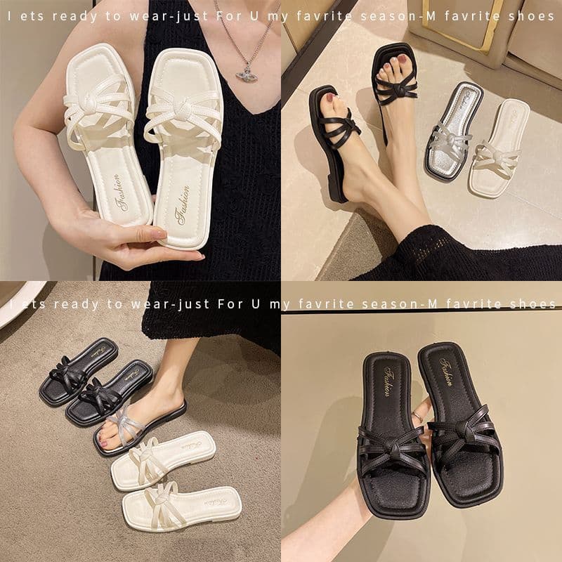 Summer slippers for women, 2025 new flat beach sandals, fashionable women's soft-soled small fragrant flip-flops