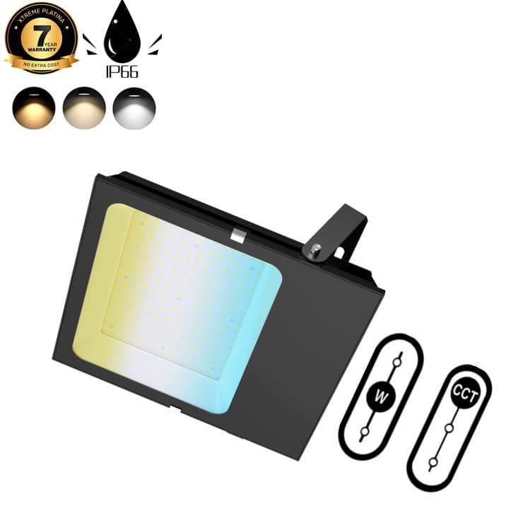 New 100W DIP Switch 3-Color Smart LED Floodlight Outdoor Light Sensing Canada USA Europe Australia CE