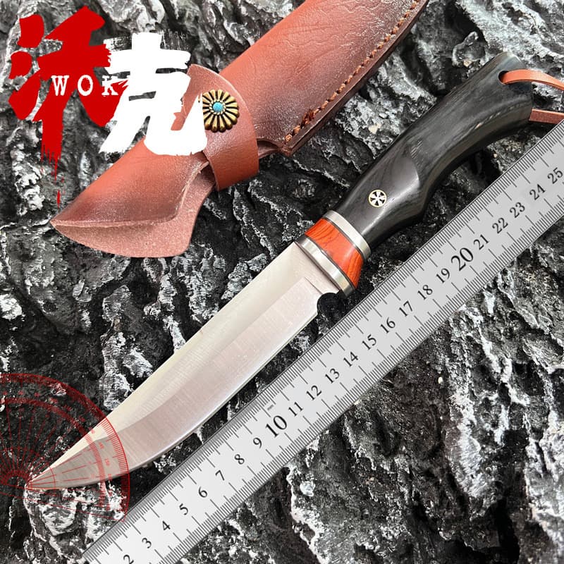 Outdoor Straight Knife Fruit Knife High Hardness Field Camping Hunting Knife Sharp Household Mongolian Small Knife Handheld Meat Knife