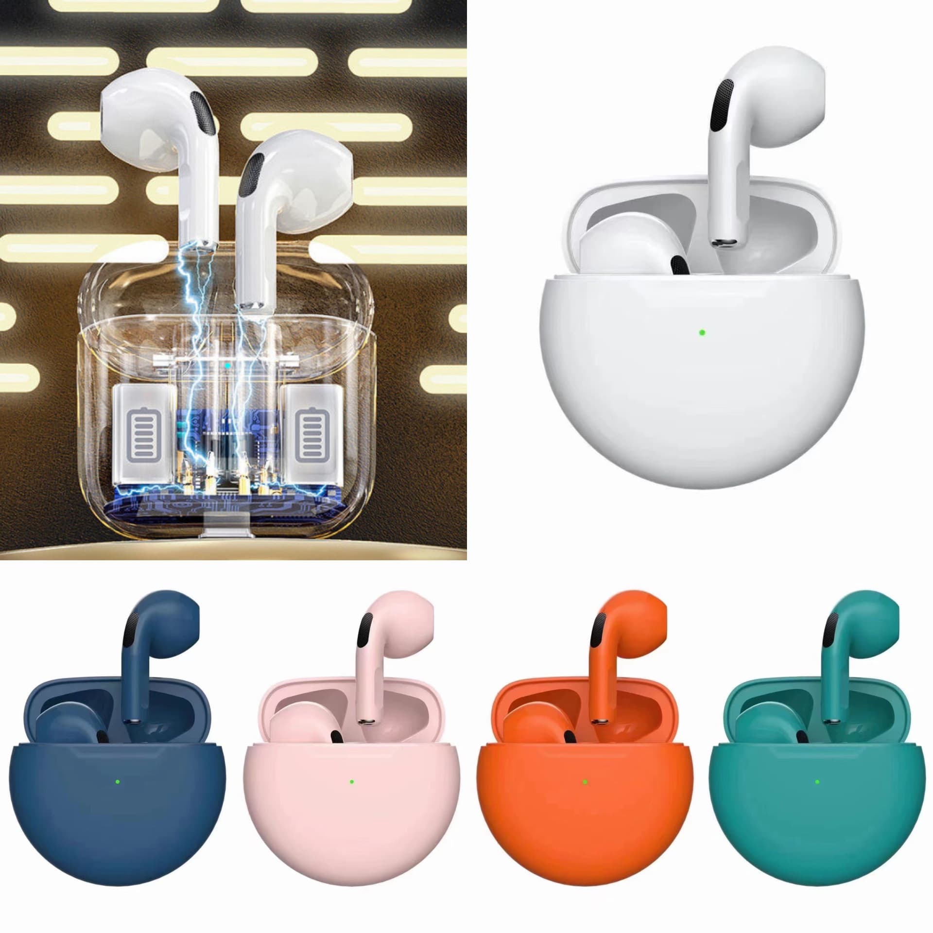 Pro4 Pro6 Bluetooth Wireless Earphones Noise Reduction Renamed Positioning Mini Pro5 J6 Earbuds Long Battery Life Call Function Support Music