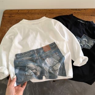 Kids Long Sleeve T-Shirt 2026 Fall New Arrival Boys Girls Knitwear Printed Long Sleeve Top Baby Korean Style Undershirt