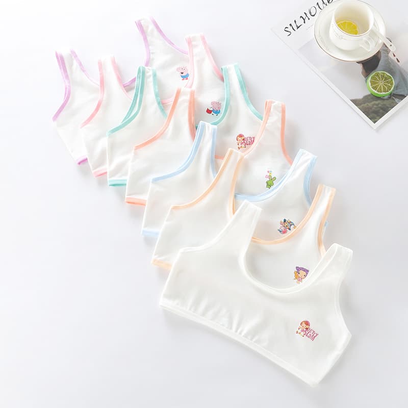 Pure Cotton Girls' Underwear Developmental Stage Vest Style Wrap Chest for Primary School Students 9-12 Years Old